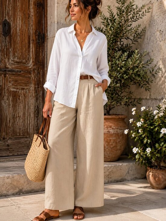 J. Jill Tops - J.Jill Love Linen White 100% Linen Button Down Shirt Small Coastal